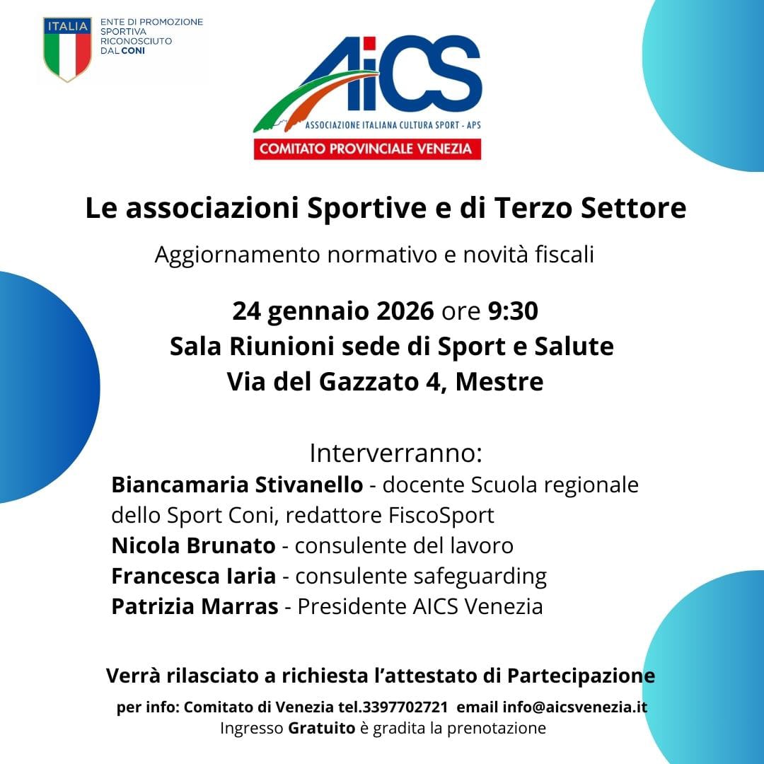 Le Associazioni Sportive e di Terzo Settore – 24 Gennaio 2026